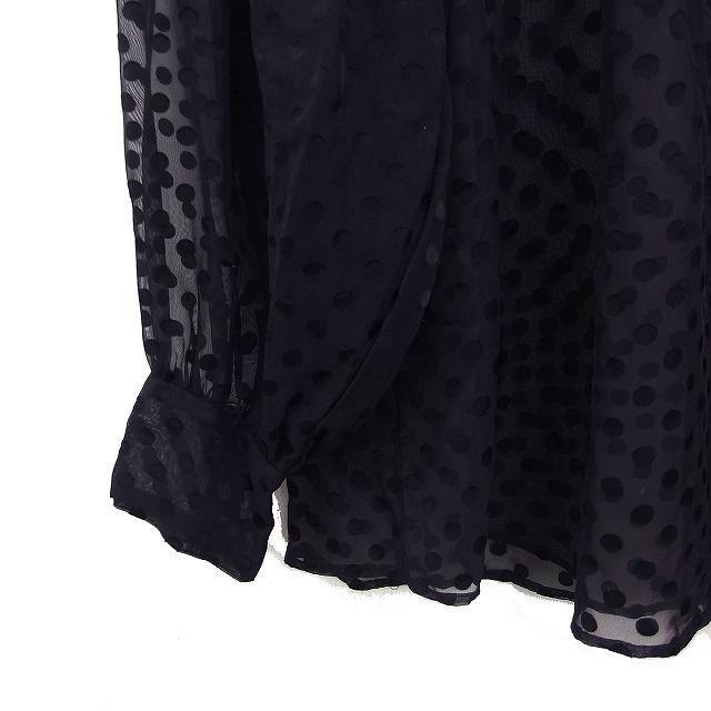 JUSGLITTY ドット柄シアー袖 プリーツトップス　新品 ジャスグリッティー JUSGLITTY シアー ドット ブラウス 長袖 バンド
