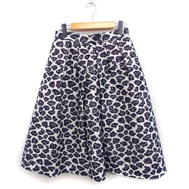 アナイ ANAYI レオパード柄 ジャガード タック フレアスカート ミディ