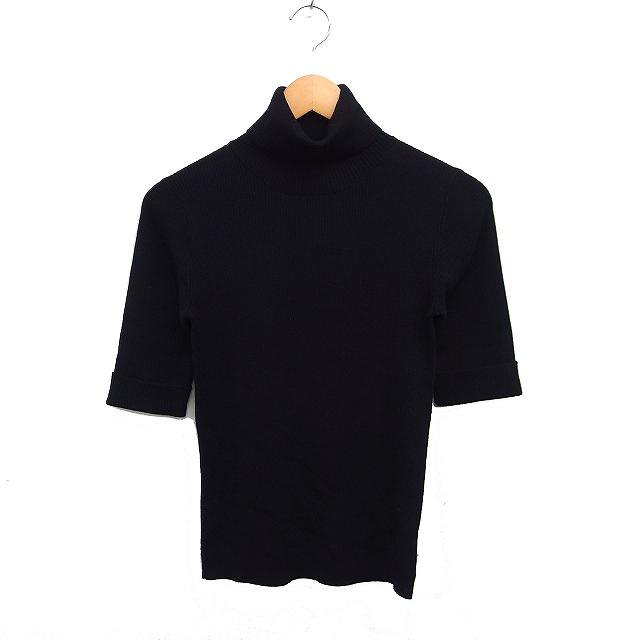 美品✨アディアム 23年 ハイネック リブ ニット チュニック 長袖 ブラック 23区（ニジュウサンク） オンワード樫山 リブ ニット セーター 5分袖