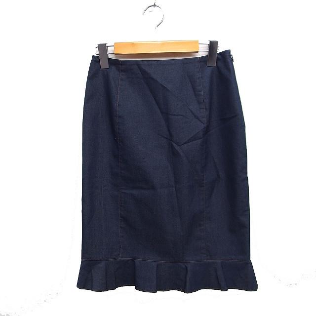 エムズグレイシー M'S GRACY ヘムフリル スカート ひざ丈 無地