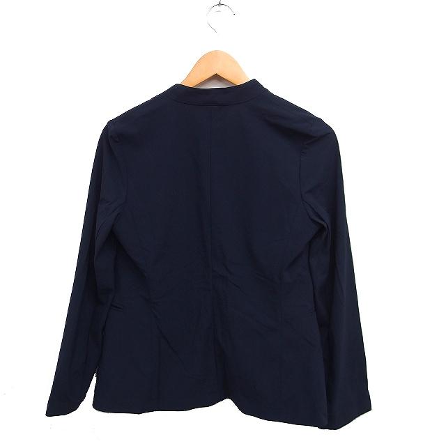 プラステ PLST ノーカラー ジャケット 無地 ナイロン M ネイビー 紺