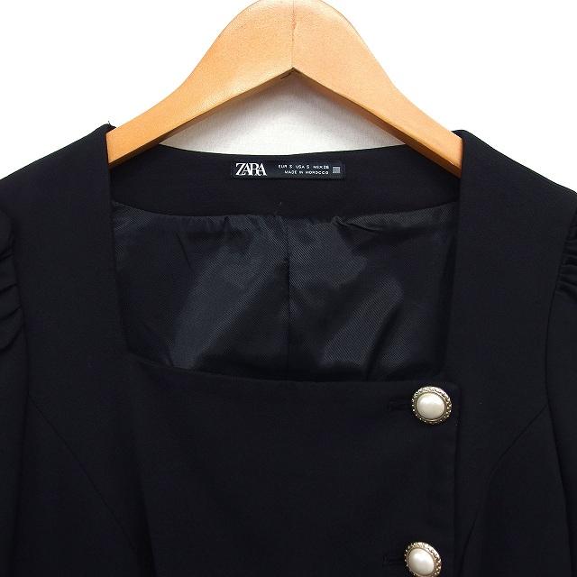ZARA（ザラ） プリーツ ワンピース ミニ スクエアネック シングル S