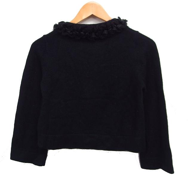 アベニールエトワール  シフォンフリル カーディガン ブラック アベニールエトワール Aveniretoile カーディガン ボレロ シフォン