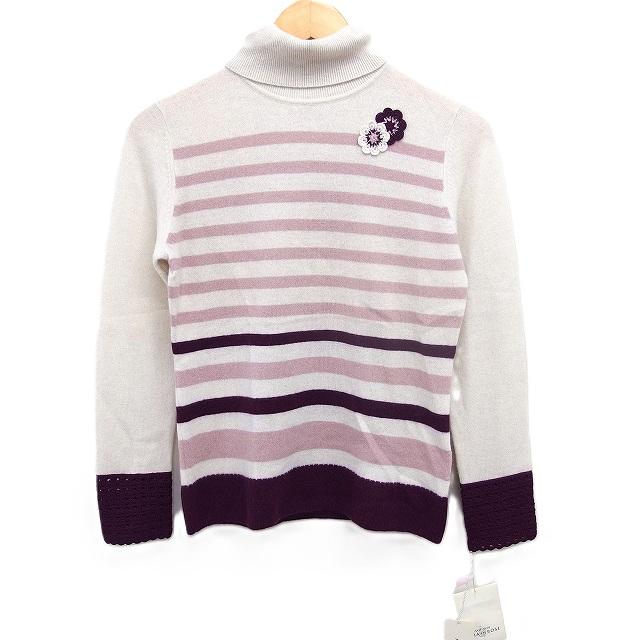 美品★archivio タートルネック セーター ボーダー ピンク 未使用品 HANAE MORI ALMA EN ROSE カシミヤ混 ウール ニット セーター