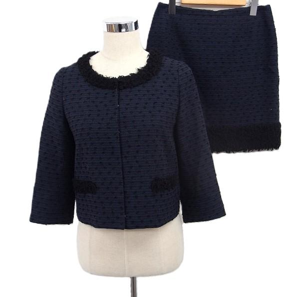 シンシアローリー CYNTHIA ROWLEY スカートスーツ ノーカラー 