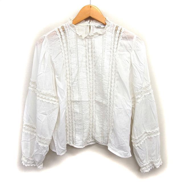 ZARA（ザラ） レース ブラウス 透け感 ピンタック コットン 綿 フリル