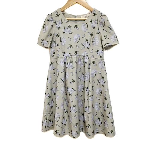 ダズリン Dazzlin ワンピース フレア Aライン ミニ ラウンドネック 花柄 半袖 S グレー 紫 パープル レディース 173 ブランド古着販売のベクトル 通販 Yahoo ショッピング