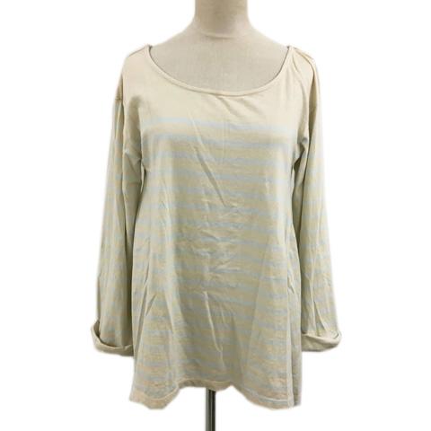 中古 リリーブラウン Lily Brown カットソー ロング ボートネック ボーダー 長袖 F ベージュ 水色 ライトブルー レディース ベクトル 古着 173 ブランド古着販売のベクトル 通販 Yahoo ショッピング