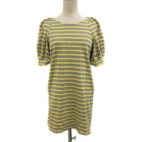 カオン Kaon ワンピース Iライン ミニ チュニック ラウンドネック ボーダー リボン 半袖 Free 黄 グレー イエロー レディース 173 ブランド古着販売のベクトル 通販 Yahoo ショッピング