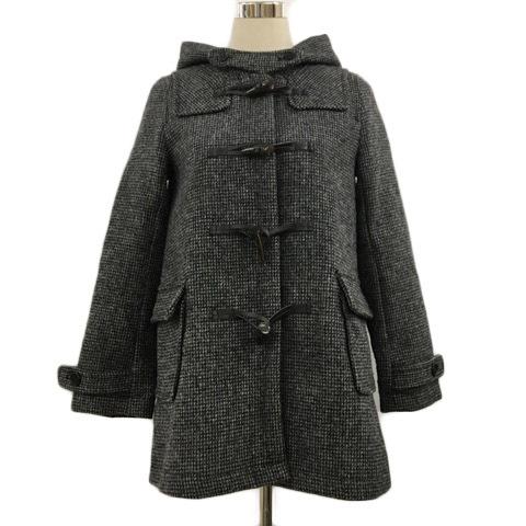 中古 ダズリン Dazzlin ダッフルコート ハーフ ツイード フード ウール 長袖 S 茶 白 ブラウン ホワイト レディース 中古