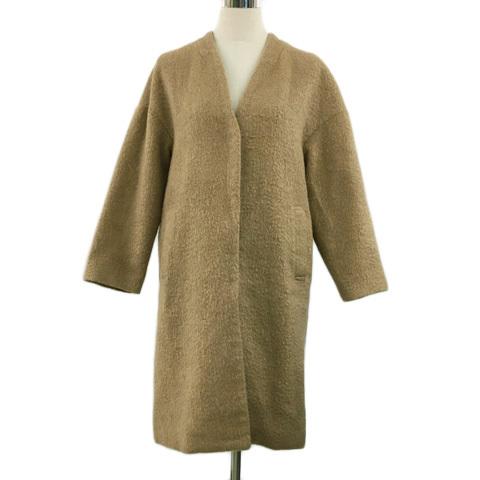 21人気特価 中古 ミスティウーマン Mysty Woman コート シングル ノーカラー ロング 無地 長袖 F 茶 ベージュ ブラウン レディース ベクトル 古着