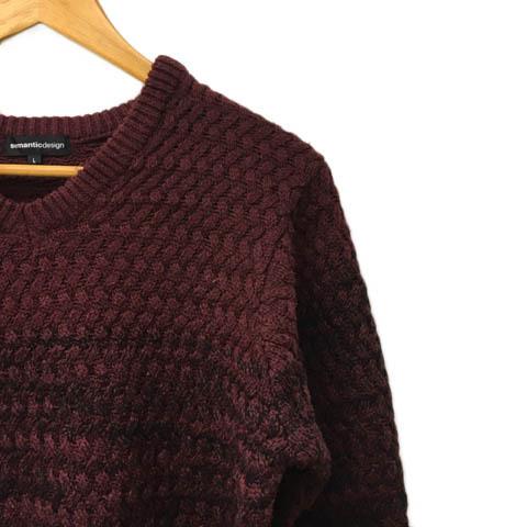 セマンティックデザイン Semantic Design セーター ニット プルオーバー Vネック 総柄 長袖 L 赤 黒 レッド ブラック メンズ 173 ブランド古着販売のベクトル 通販 Yahoo ショッピング