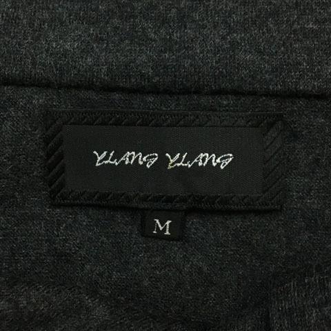 中古 イランイラン Ylang Ylang ワンピース ニット Iライン ひざ丈 オフタートル ウール 無地 長袖 M グレー 黒 ブラック レディース ベクトル 古着 豪華で新しい