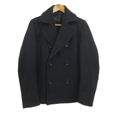 中古 ルーシー Lucy コート ピーコート Pコート ダブル ショート丈 ウール 長袖 L 黒 ブラック メンズ 人気商品