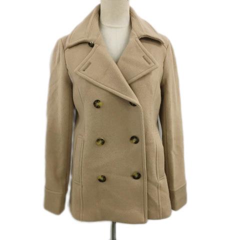 中古 ナチュラルビューティーベーシック コート Pコート ピーコート ダブル ウール 長袖 M 茶 ベージュ ブラウン レディース 販売期間 限定のお得なタイムセール