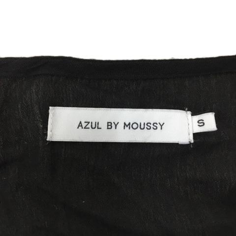 中古 アズールバイマウジー Azul By Moussy カーディガン Vネック ロング 無地 長袖 S 黒 ブラック レディース ベクトル 古着 未使用品