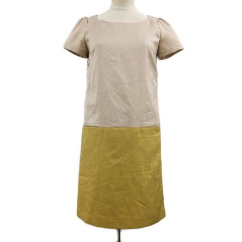 ナチュラルビューティーベーシック Natural Beauty Basic ワンピース Iライン ミニ 半袖 S ベージュ 黄 イエロー レディース 173 ブランド古着販売のベクトル 通販 Yahoo ショッピング