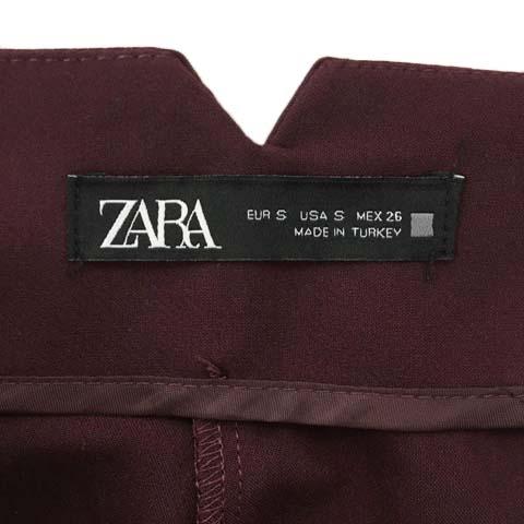 ザラ ZARA パンツ テーパード ロング ハイウエスト 無地 センタープレス USA S 紫 ボルドー パープル レディース｜vectorpremium｜05