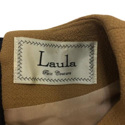 ラウラ Laula ワンピース Iライン ミニ ウール 無地 長袖 FREE 茶  