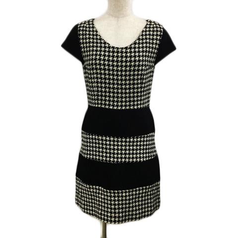 ランゲージ Language ワンピース Iライン ミニ 切替 千鳥格子 ウール  