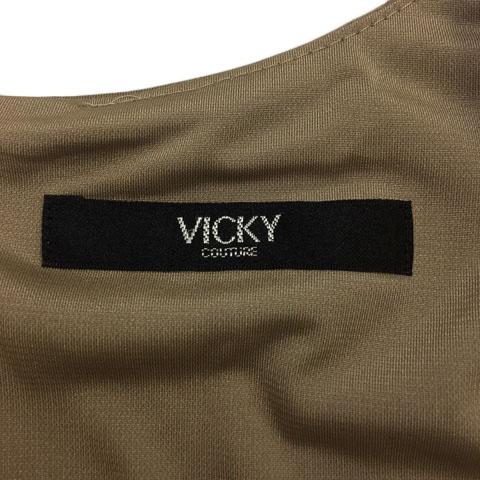 ビッキー VICKY couture ワンピース Aライン ミニ ボーダー 半袖 2 茶 オレンジ ブラウン レディース｜vectorpremium｜05