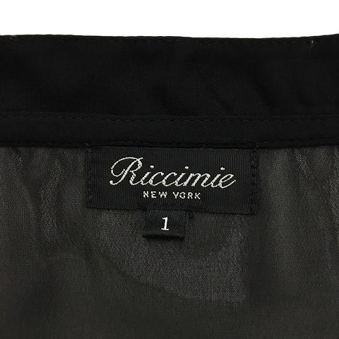 リッチミー Riccimie ブラウス シャツ バンドカラー 透け感 シアー レース 五分袖 1 黒 ブラック レディース｜vectorpremium｜05