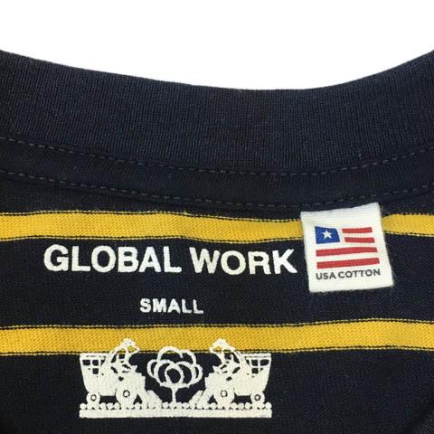 グローバルワーク GLOBAL WORK Tシャツ カットソー プルオーバー クルーネック ボーダー 半袖 S 紺 黄 ネイビー イエロー メンズ｜vectorpremium｜05