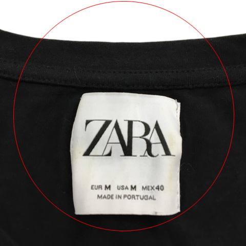 ザラ ZARA Tシャツ カットソー ラウンドネック プリント 半袖 USA M 黒 紫 ブラック パープル メンズ｜vectorpremium｜06