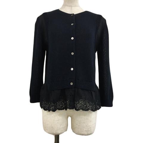 スキャパ SCAPA カーディガン ニット クルーネック リネン混 切替  