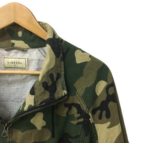 ハイベック HIBECK ジャケット スタンドカラー ジップアップ カモフラ 