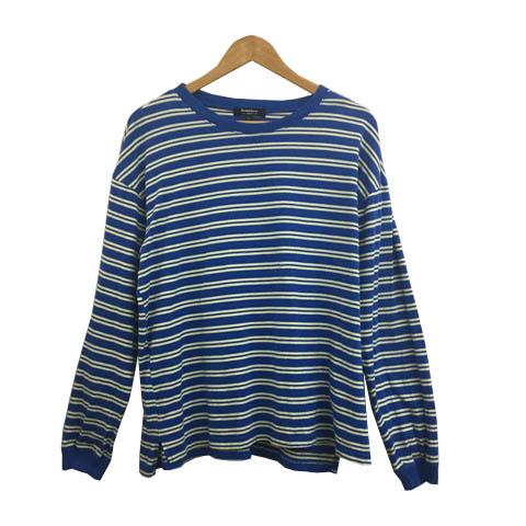 CHANEL ボーダー 長袖カットソー ストレッチ 青 ブルー L相当 ダブルフォーカス Doublefocus Tシャツ カットソー プルオーバー