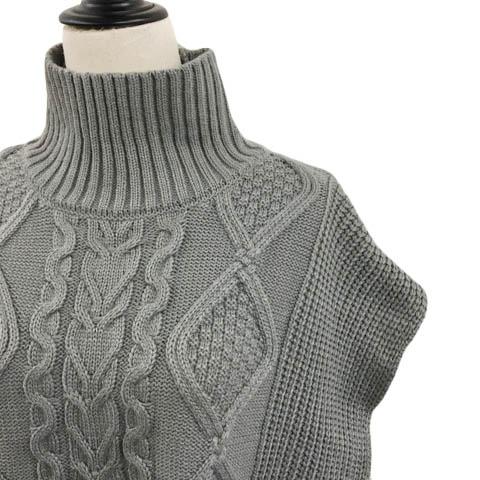 チルファー CHILLFAR ベスト ニット プルオーバー ハイネック ケーブル