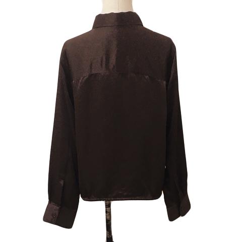 ZARA（ザラ） シャツ ブラウス スタンダード リボン サテン 光沢 無地 