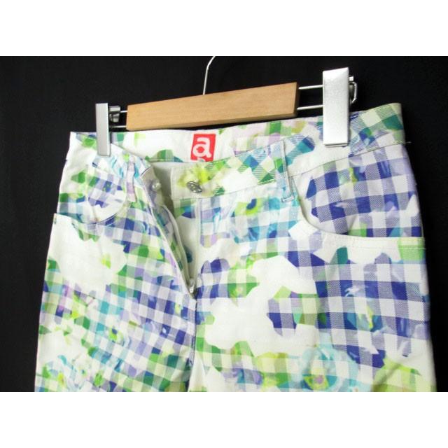 アルチビオ archivio ゴルフ パンツ チェック ボタニカル 38 青