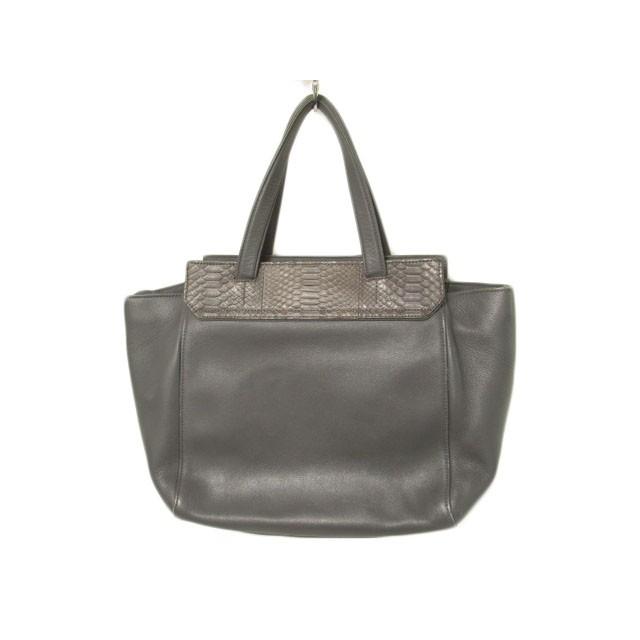 ナガタニ NAGATANI ハンドバッグ トート レザー パイソン グレー  