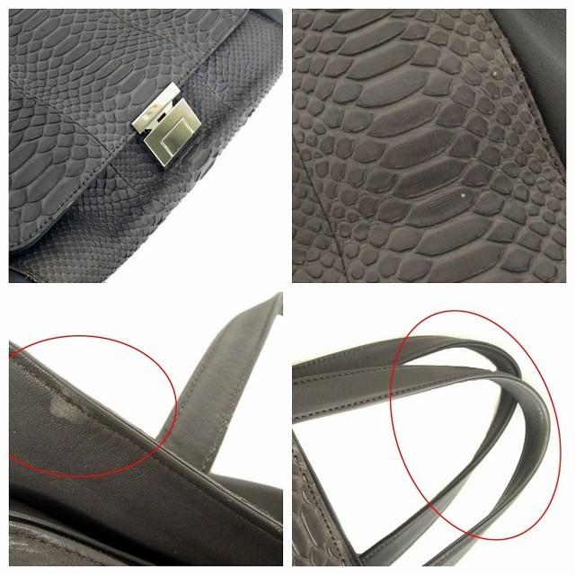 ナガタニ NAGATANI ハンドバッグ トート レザー パイソン グレー