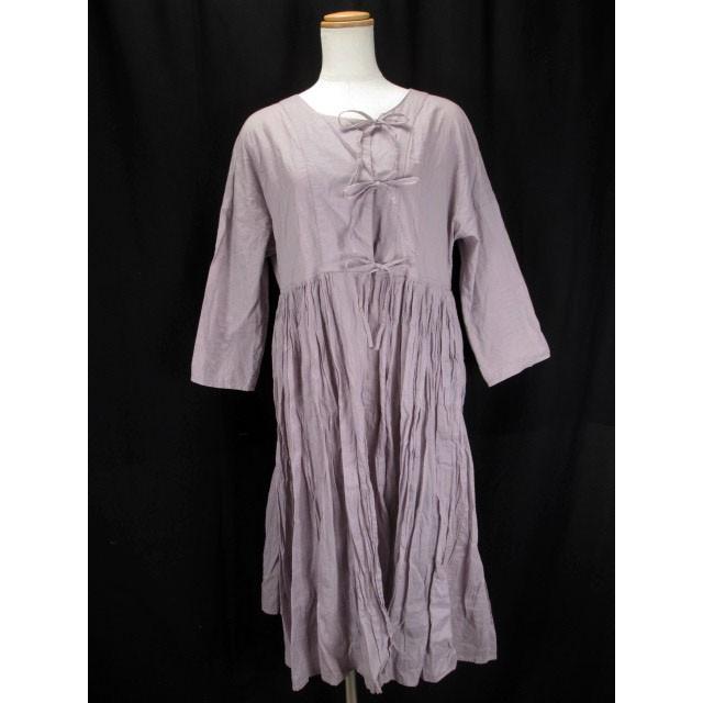 中古 コンジェペイエ アデュートリステス Conges Payes Adieu Tristesse ワンピース フレア リボン ギャザー 紫 レディース ベクトル 古着 176 ブランド古着販売のベクトル 通販 Yahoo ショッピング