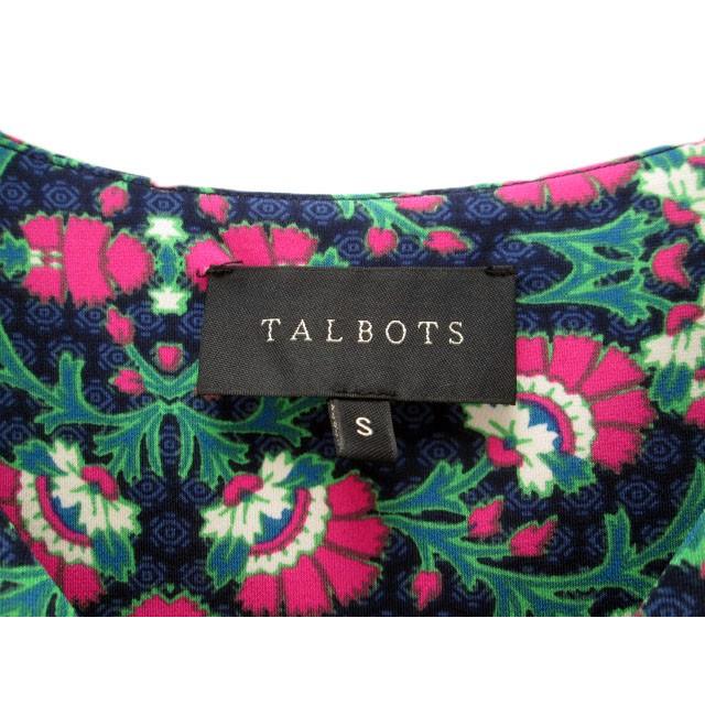 タルボット TALBOTS ワンピース Vネック 花柄 ギャザー リボン 