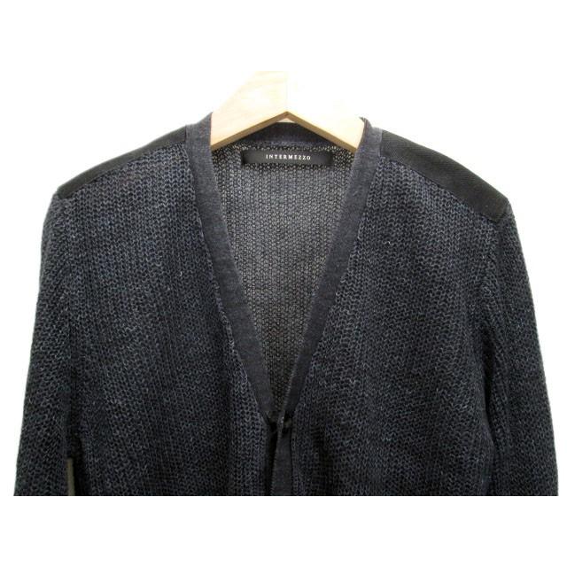 インターメッツォ INTERMEZZO カーディガン ニット パイピング 長袖 M 