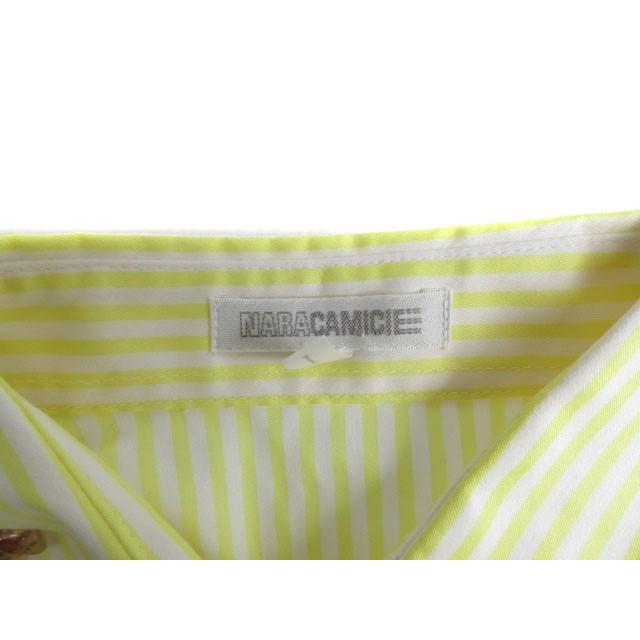 新品　ナラカミーチェ　イエロー 半袖シャツ サイズ1 NARACAMICIE】幾何プリントボウタイ半袖ブラウス(1(M)9号