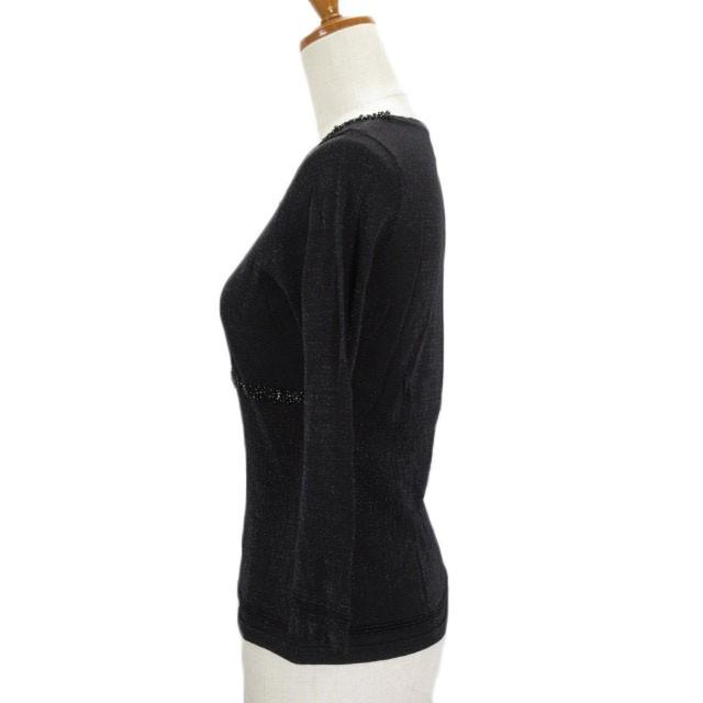 クレージュ courreges カットソー ニット ビーズ ラメ 七分袖 38 黒