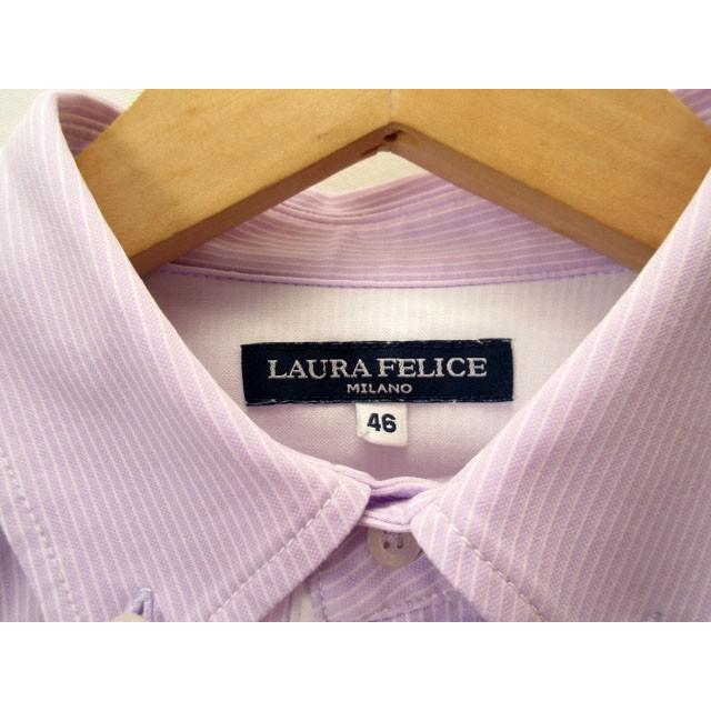 LAURA FELICE フード付きストライプシャツ 46 ミラノ　メンズ　長袖 ラウラフェリーチェ LAURA FELICE シャツ ボタンダウン ストライプ
