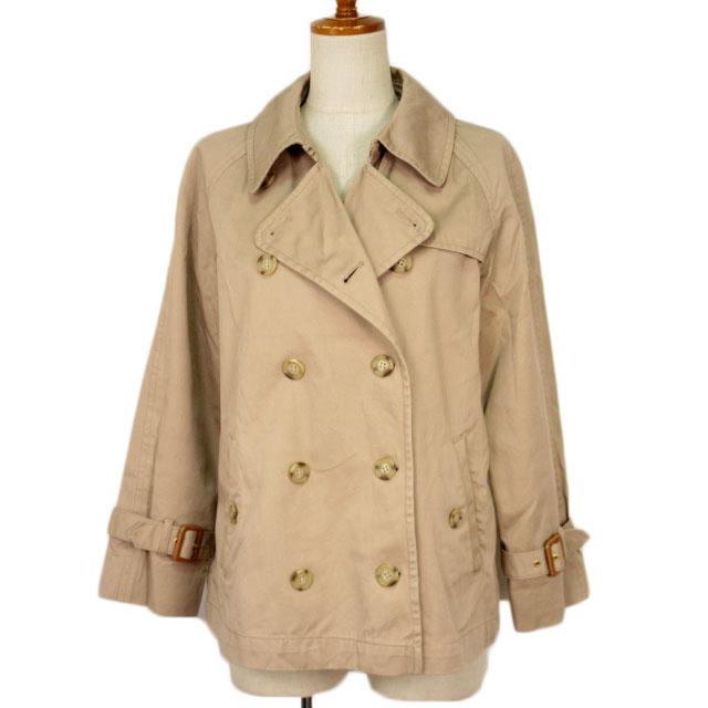 中古 イーハイフンワールドギャラリー E Hyphen World Gallery Pコート ツイル コットン S ベージュ レディース 激安特価