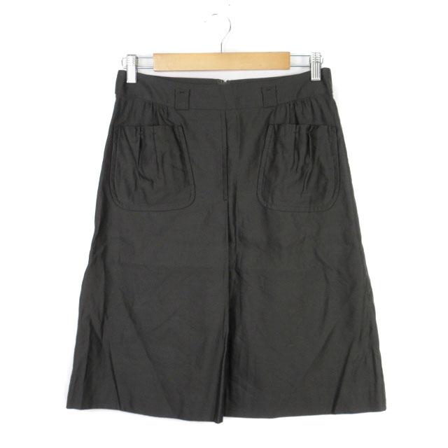 フォッシィ FOSSI スカート タック リネン コットン 42 黒 ブラック  