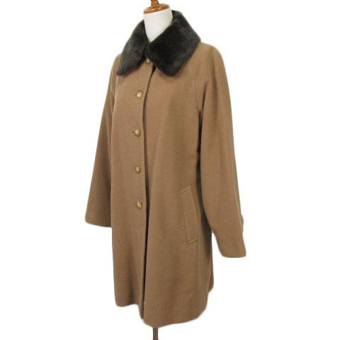 ハートフォード HARTFORD コート ロング シングル ファー ウール 2 茶  