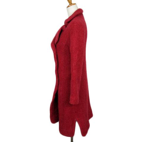 タバサ TABASA コート ラウンドカラー ブークレ スリット ウール 34 赤