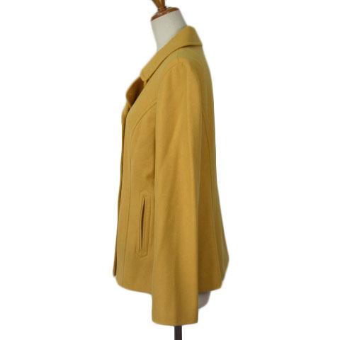 男女兼用 中古 エルプラネット Elle Planete Pコート ピーコート ウール 40 黄 マスタード レディース ベクトル 古着 Simbcity Net