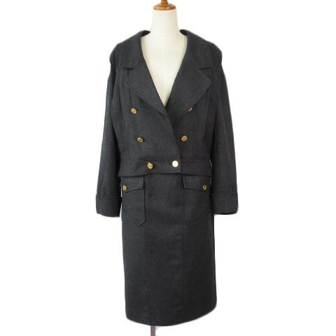 【中古】シャネル CHANEL ビンテージ スーツ ジャケット ダブル スカート タイト 38 国内正規 グレー レディース CHANEL（シャネル） ビンテージ スーツ ジャケット ダブル スカート