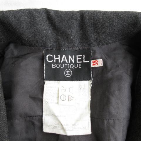 【中古】シャネル CHANEL ビンテージ スーツ ジャケット ダブル スカート タイト 38 国内正規 グレー レディース CHANEL（シャネル） ビンテージ スーツ ジャケット ダブル スカート