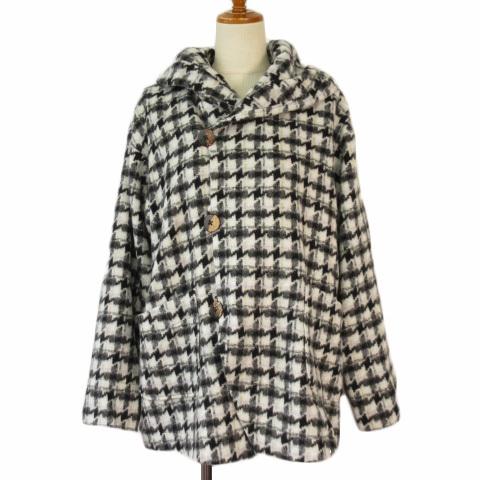 ジャケット 千鳥格子柄 裏地スカーフ柄 アニマル 馬 レトロ柄 ウール